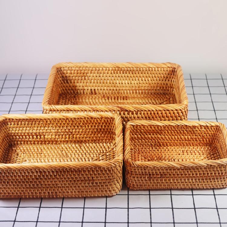 Household Wicker Bread Storage Basket Display Tray Decorative Empty Gift Basket