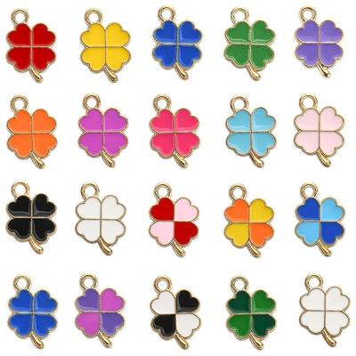 10/20/40pcs Alloy Oil Drop Pendant, Random Color, Clover Jewelry, Decorative Accessories, DIY Earrings, Necklaces, Bracelets