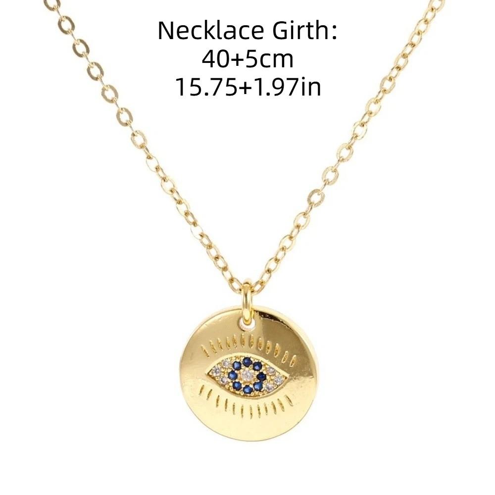Rhinestone Demon Eye Necklace Copper Gold Plated Turkish Eye Neck Chain Devil's Eye Necklace  Girls