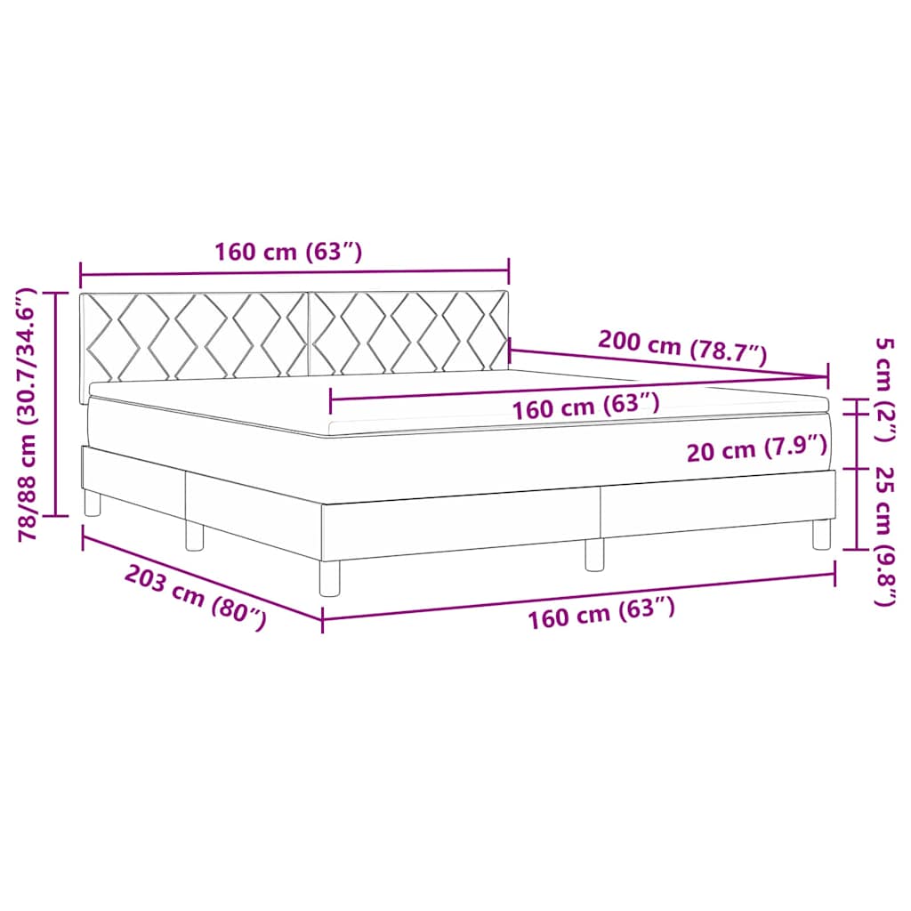 Box Spring Bed with Pillow and Headboard Cream 160 x 200 cm Fabric