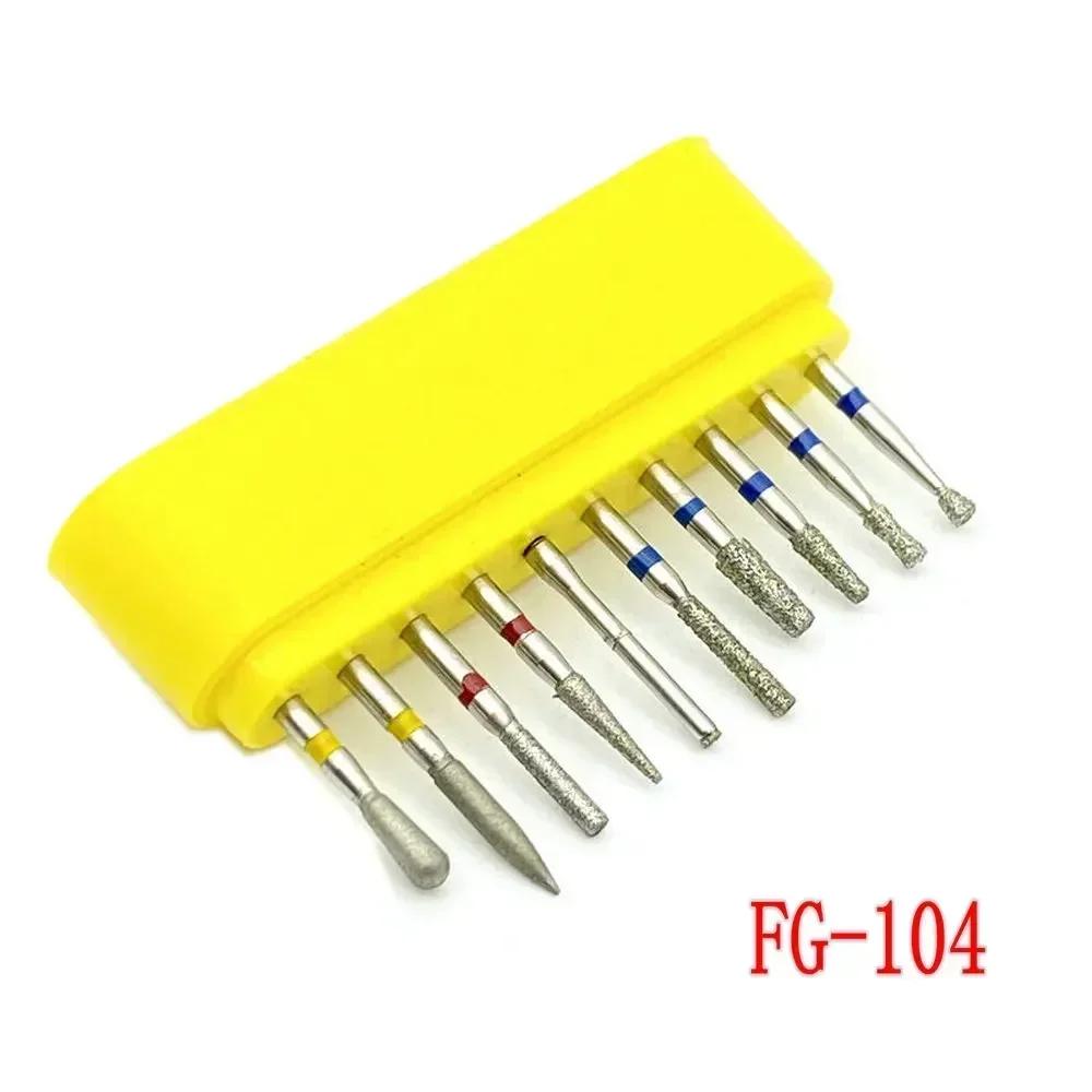10pcs/box Dental Diamond Burs Drill FG Diamond 1.6mm Shank for High Speed Handpiece Burs