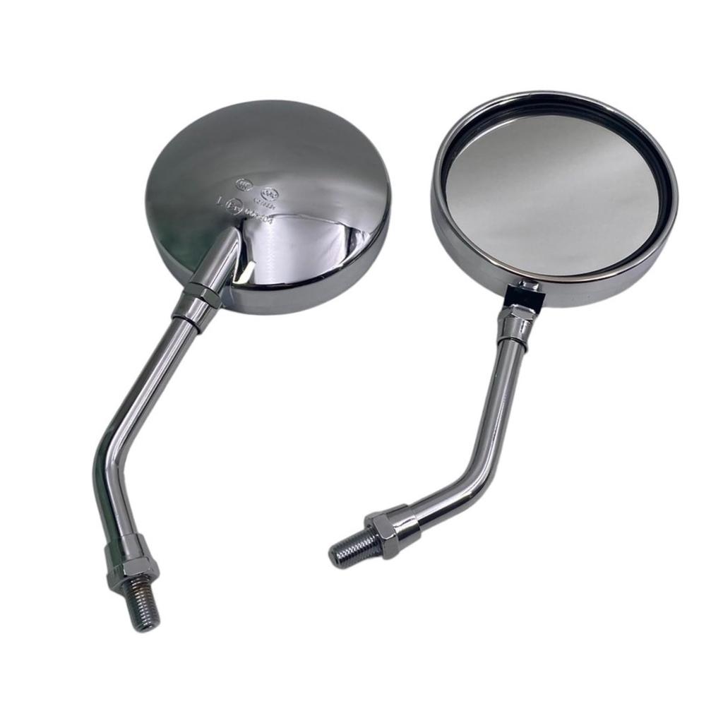 Motorhead Z2 Set of Left and Positive Motorcycle Side Old Chrome Mirror, 2, Right, Thread, 10mm, Mirror, Mirror, Round, Universal, Car, Custom,