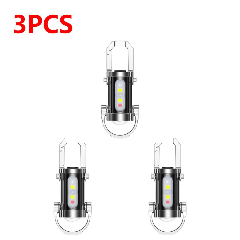 1-5PCS LED COB Flashlight USB Rechargeable Torch Aluminum Alloy Keychain Lamp Portable Pocket Outdoor Camping Working Lantern