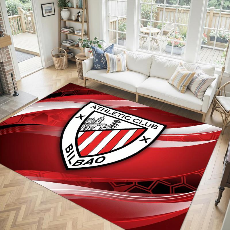 Athletic Bilbao Football Design Crystal Velvet Carpet Cozy Non?Slip Printed Rug For Bedroom Living Room Entrance