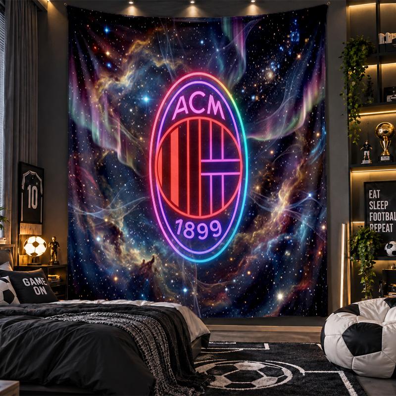 Wandbehang Wandteppich AC Mailand Druck Stoff für Wohnzimmer Schlafzimmer Heimdekoration