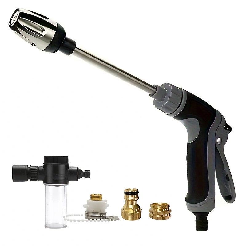 Multi-Function High-Pressure Car Wash & Garden Sprinkler with Foam Pot T8 Gun + Multi-functional Connector + Foam Pot темно-серого