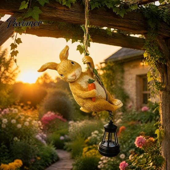 Unique Yard Decor for Garden Lovers Climbing Animal Solar Light, Resin Statue with Lantern, Fence Lights Hanging Light Outdoor Tree Decoration