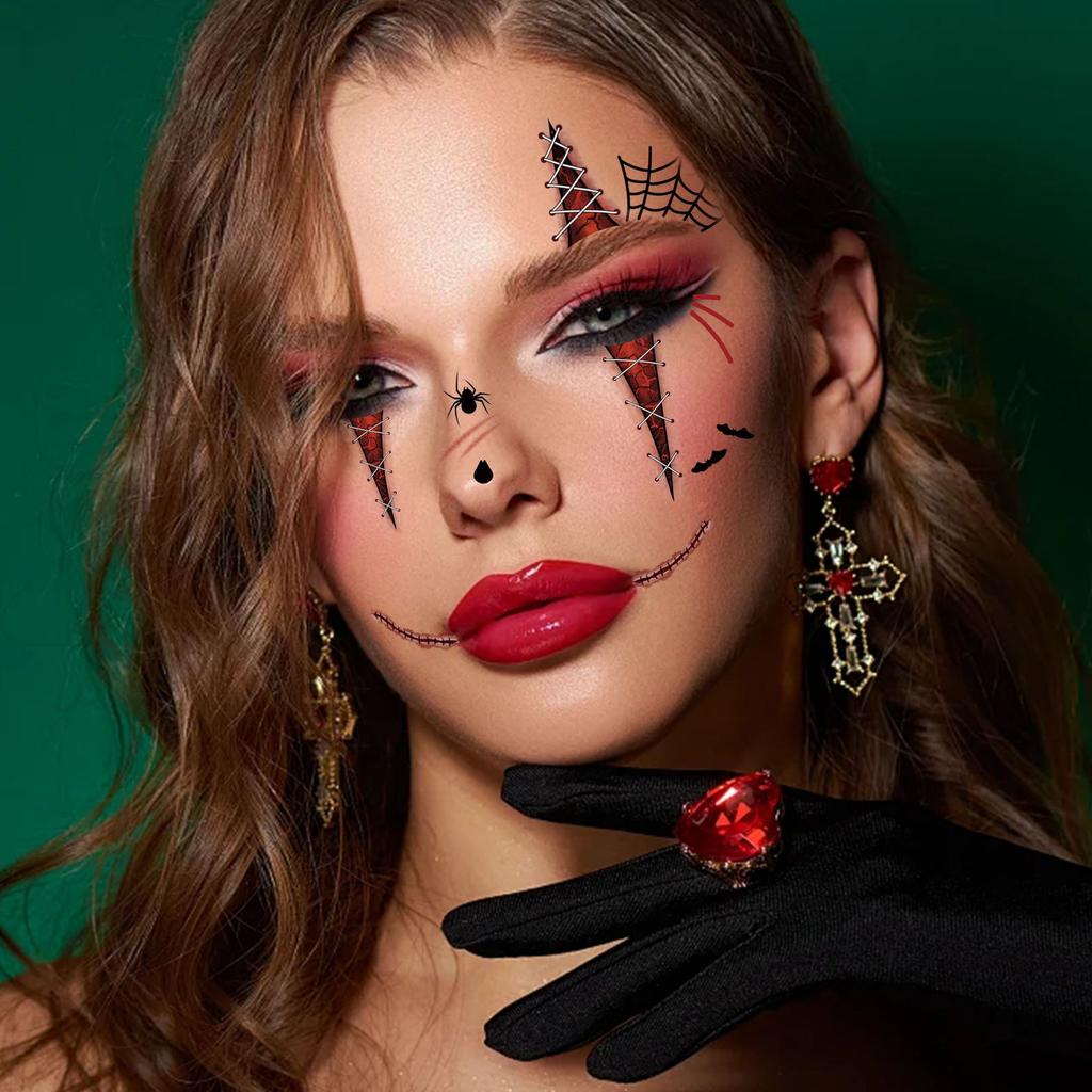 Halloween Makeup Face Stickers Horror Mouth Scar Ghost Festival Masquerade Party Holiday Party Tattoo Stickers