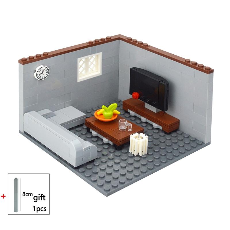 City House Building Blocks Toys MOC Furniture Model Bricks Bedroom Living Room Bathroom Pool Table Study-room For Children Gifts