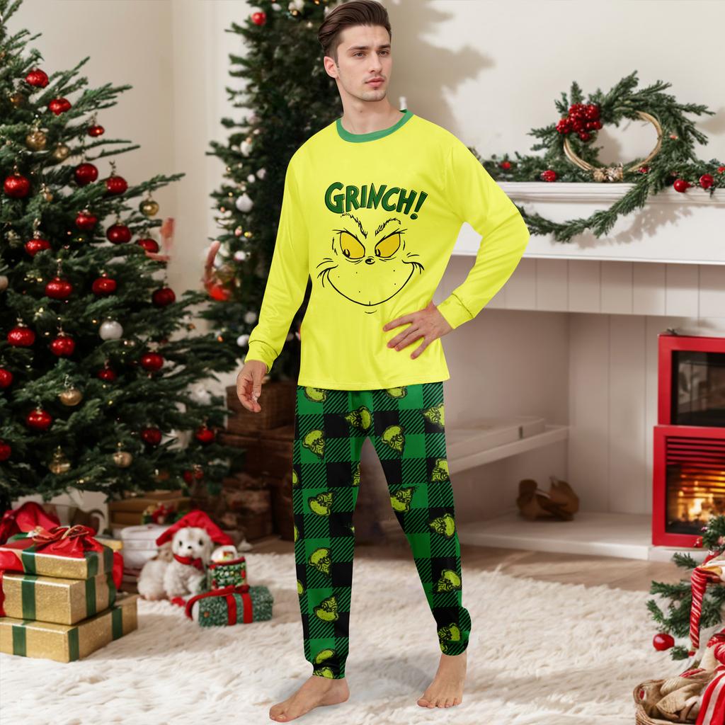 Christmas Print Cute Family Set Pajamas, Home Clothes, Family Set Long Sleeve Top Pants Set