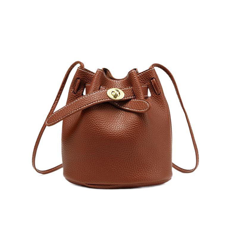 2024 Versatile Simple Bucket Bag: Large-Capacity Lychee Grain Crossbody & Shoulder Bag