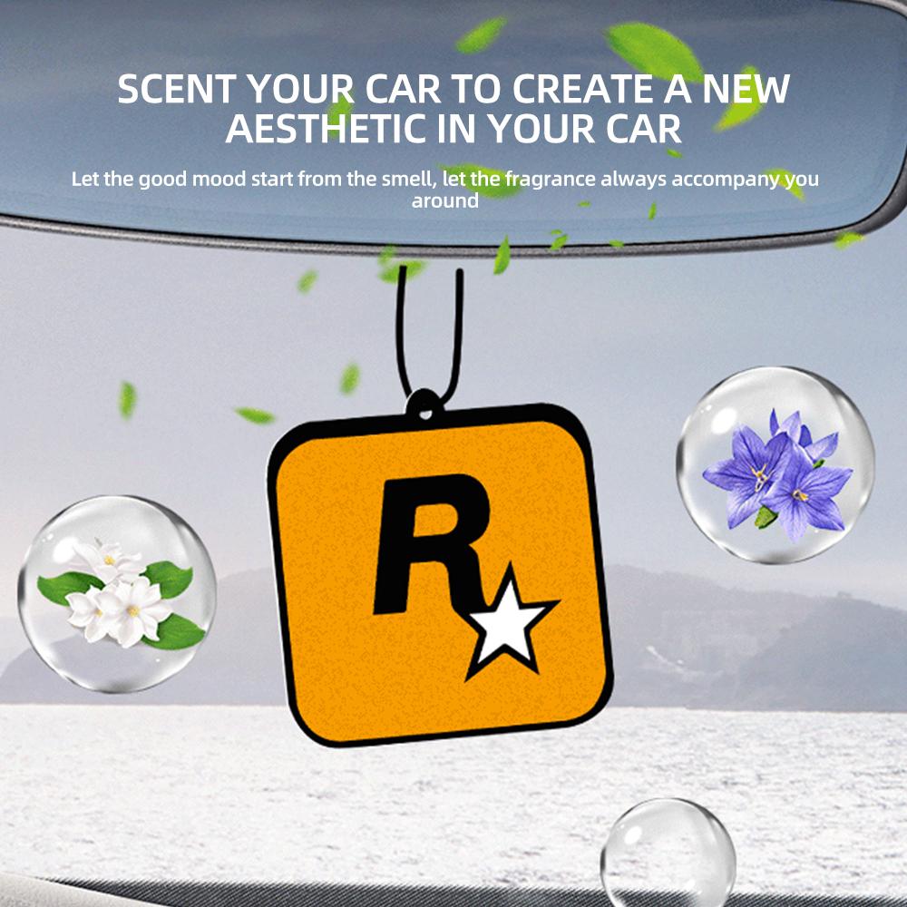 Car Fragrance R Star Pendant Air Freshener Car Rear View Hanging Long-Lasting Aromatherapy Fragrance Tablets Car Deodorization