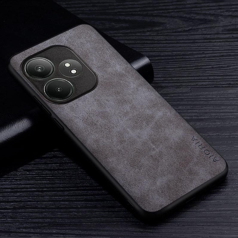 

Чехол из искусственной кожи премиум-класса для Realme GT Neo 6 SE 6T, устойчивый к царапинам однотонный чехол для Realme GT Neo 6 SE 6T Realme GT Neo 6 SE серый