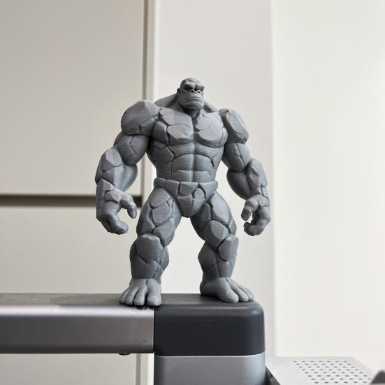 3D Printed Stone Gorilla Statue, Rock Muscle Figure with Heavy Base, Creative Desk Decor, Home Office Ornament, Unique Gift for Men Boys