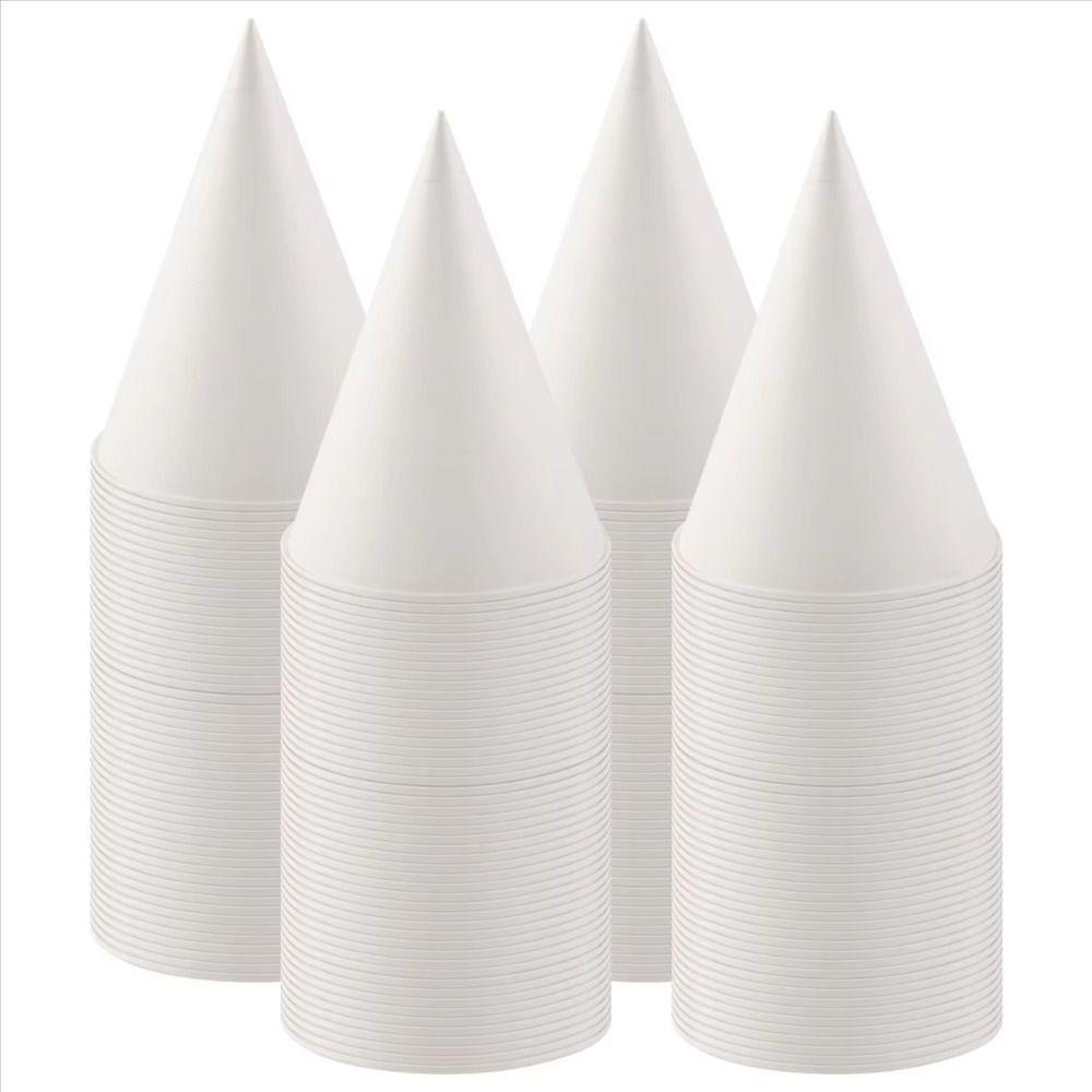 200Pcs Coated White Paper Cone Cups 3.7Oz/4.5Oz Cone Party Tableware Disposable Paper Cups  Slush