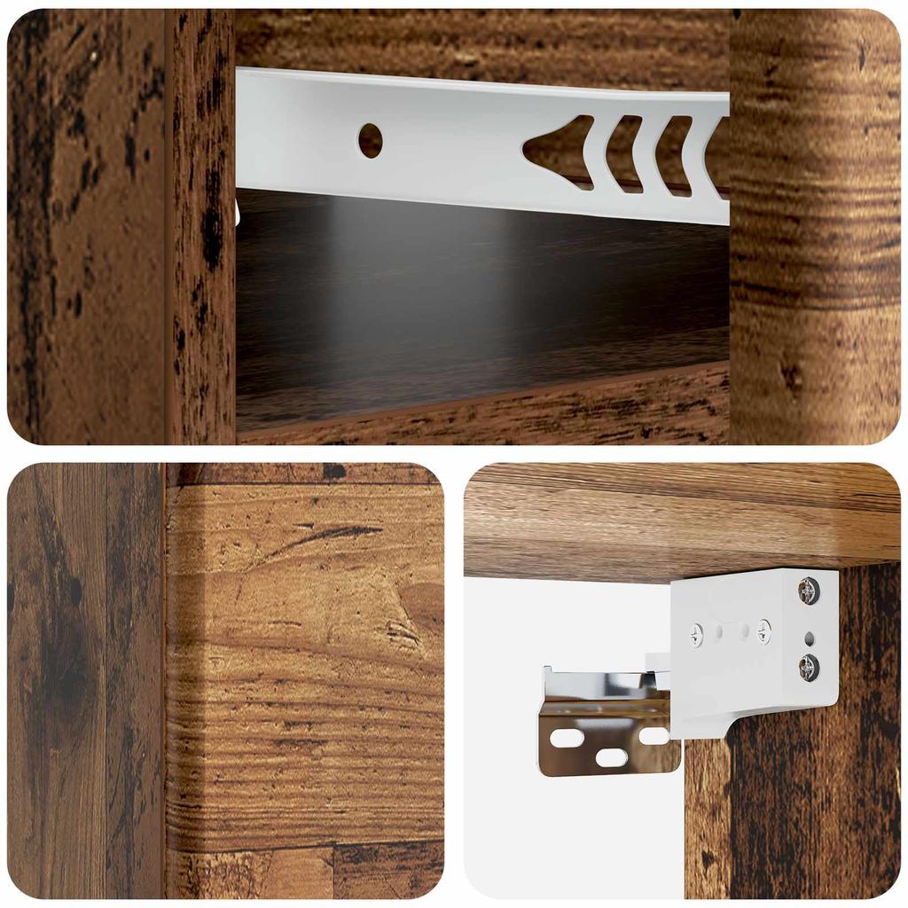 Wall Mounted Nightstand Reclaimed Wood 49 x 34.5 x 20 cm