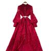 French retro court style bead single-breasted strap waist embroidered mesh dress women's elegant big swing dress