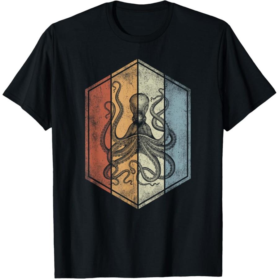 Octopus Retro Vintage Style Marine Biologist T-Shirt S