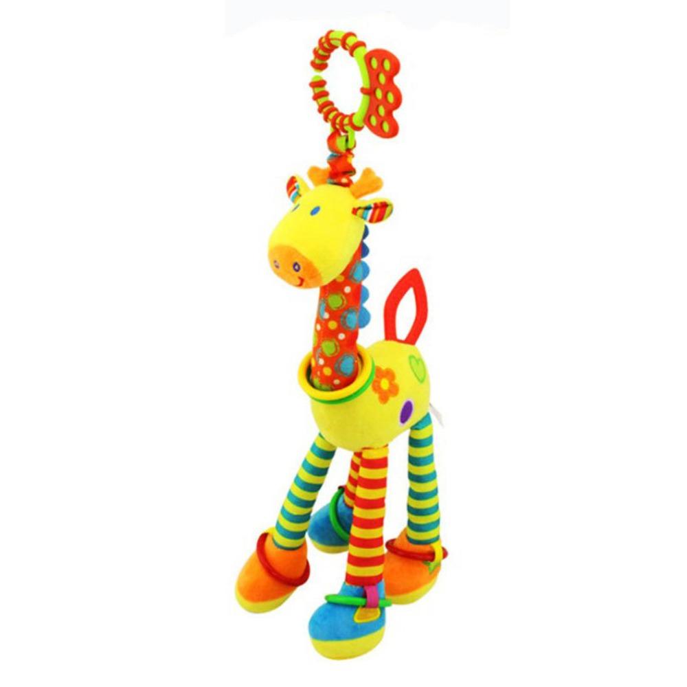 Early Education Giraffe Animal Handbells Plushies Doll Plush Rattle Teether Toys  Children Gift