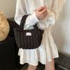 Pleated Bubble Handbag Women's Plaid Small Handbags Travel Storage Shoulder Bags with Zipper Solid Color Tote Armpit Bag