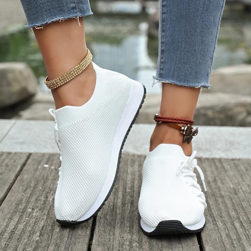 Damen Freizeitschuhe Mode Atmungsaktive Mesh-Flats zum Gehen Weiße Sneaker Damen Tenis Schuh