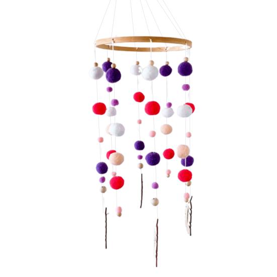 Carillon flou coloré nordique, boules de chambre, feuilles en bois, ornement suspendu pour berceau