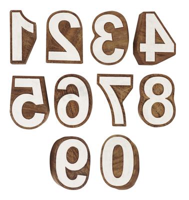 IBA Indianbeautifulart Textile Printing Block 0-9 Number Hand Carved Wood Numbers Wooden Stamp