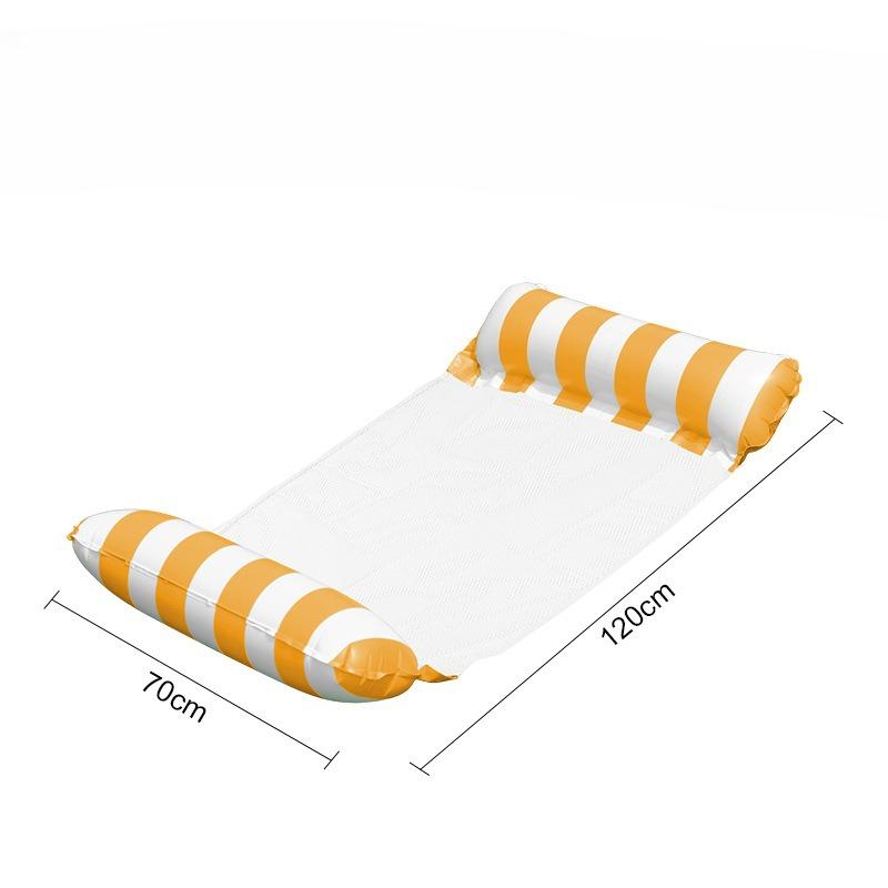 1pc Inflatable Pool Hammock Chair Bed - Portable Foldable Recliner with Air Pump, Two-Tube Striped Floating Lounger for Adults