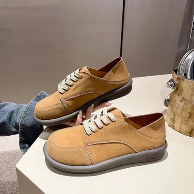 2024 Novelty Lace Up Spring Summer Loafers Comfy Round Toe Women Pu Leather  Woman Soft Soled Flats Shoes