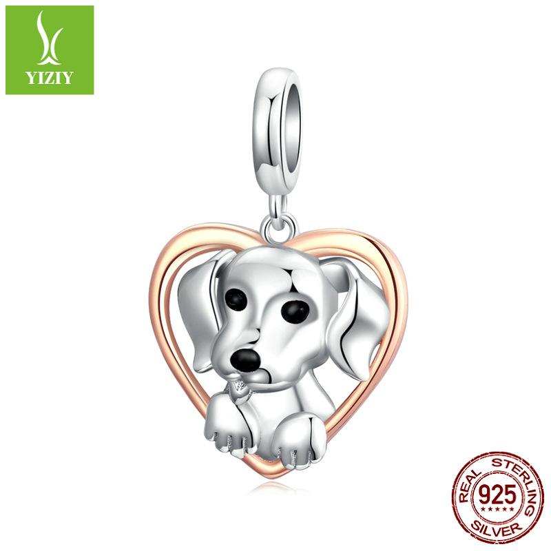 S925 Sterling Silver Cute Pet Paw Print Beads Collection Picture, Trendy Fashion Animal Diy Jewelry Accessories