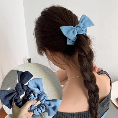Trendige Denim-Haarschleifen für Mädchen Haargummi für Frauen Elastische Haarbänder Geknotete Zopfgummis Stirnband-Accessoires