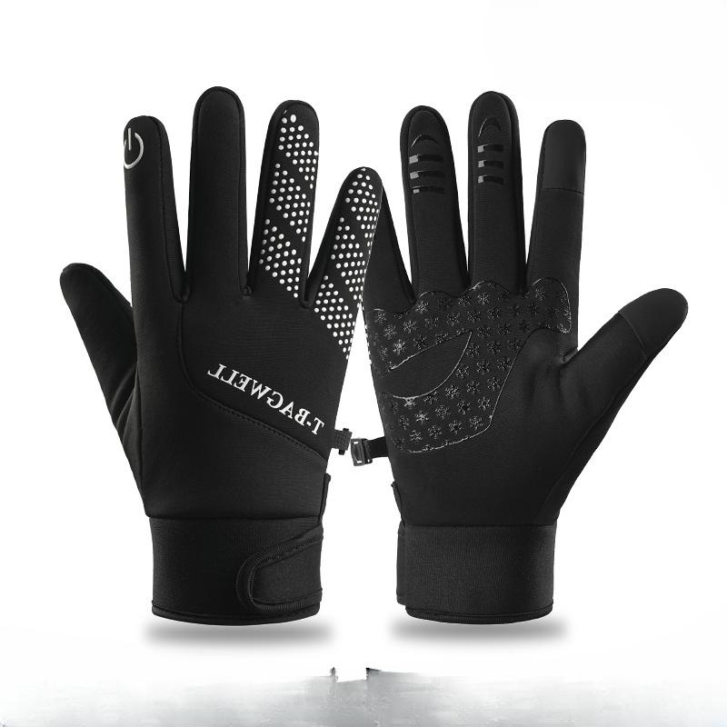 Winter Cycling Gloves Men's Waterproof and Non Slip Touch Screen Driving Outdoor Sports Cycling Windproof Plus Velvet Warm Gloves