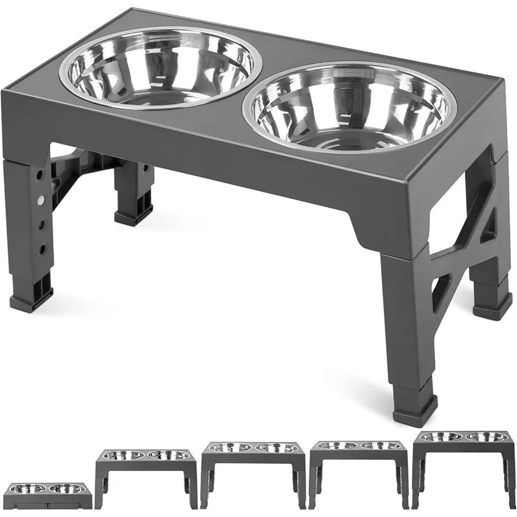 Stainless Steel Lifting Dog Bowl Elevated Double Bowl Adjustable Feeder Pet Floating Bowl Slow Food Bowl Food Bowl
