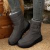 Women's Wide Width Snow Boots, Waterproof Round Toe Mid-Calf Boots, Plush Lined Platform Winter Booties for Women