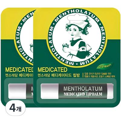Balsam de buze medicamentat Mentholatum, Mentol natural, 3,5g, 4 buc.