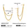 Jingqiao Stainless Steel 18K Gold Plated White Zircon Tassel Earrings Chain Classic Women
