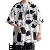 Men's Hip Hop Retro Cat Print Short Sleeve Shirt