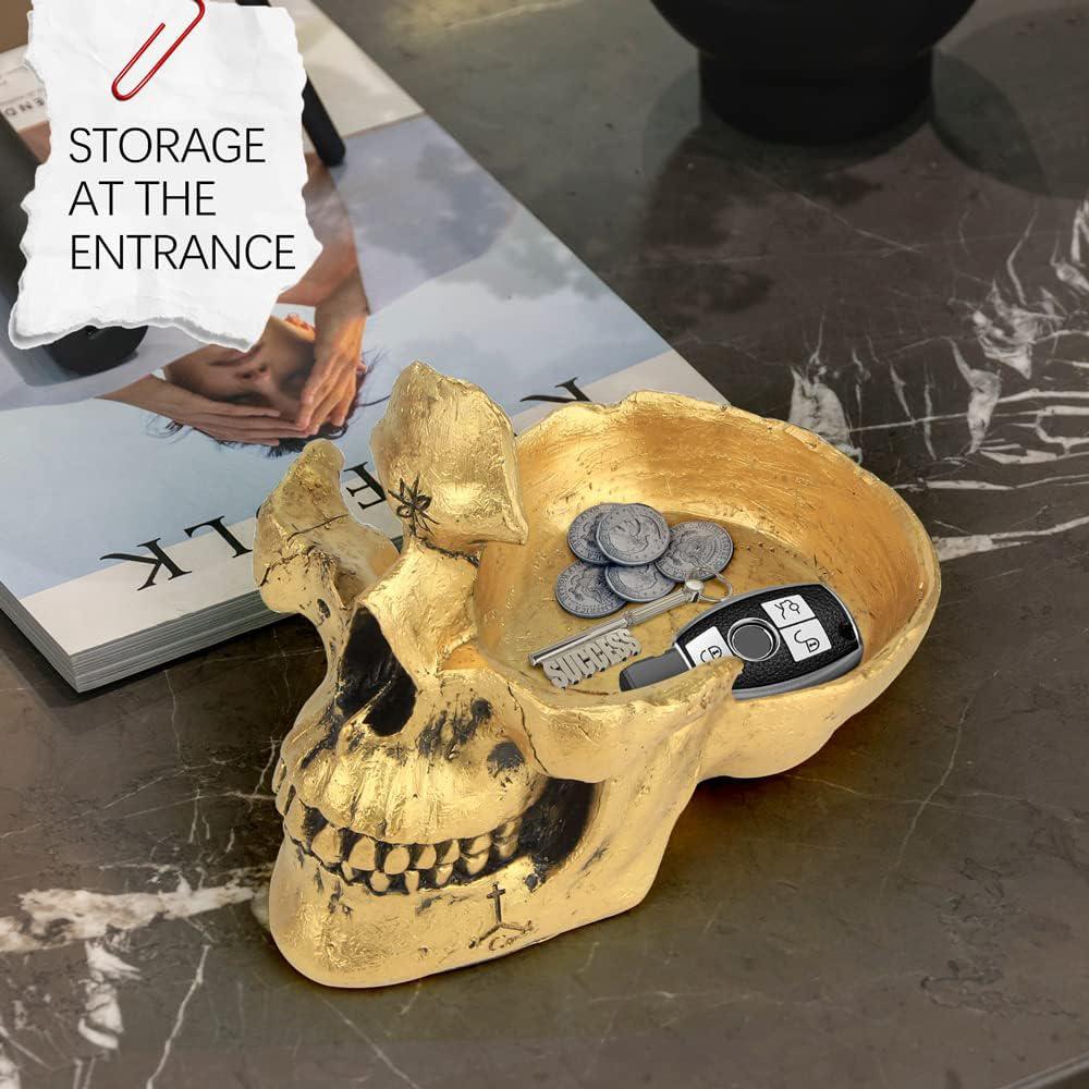 Skull Glasses Stand Holder, Creative Eyeglasses Holder, Sunglasses Spectacle Display Rack, Key Holder Resin Sculptures for Entry