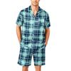 Men's Short Sleeve Button Down Pajama Set with Shorts Soft Casual Sleepwear Lounge Set Available in Sizes S to XXXXL