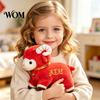 Red Lucky Mascot Plush Sheep Doll for Lunar New Year Decoration, Soft Stuffed Animal Toy with Chinese Decor Auspicious Embroidery And Bell Collar,