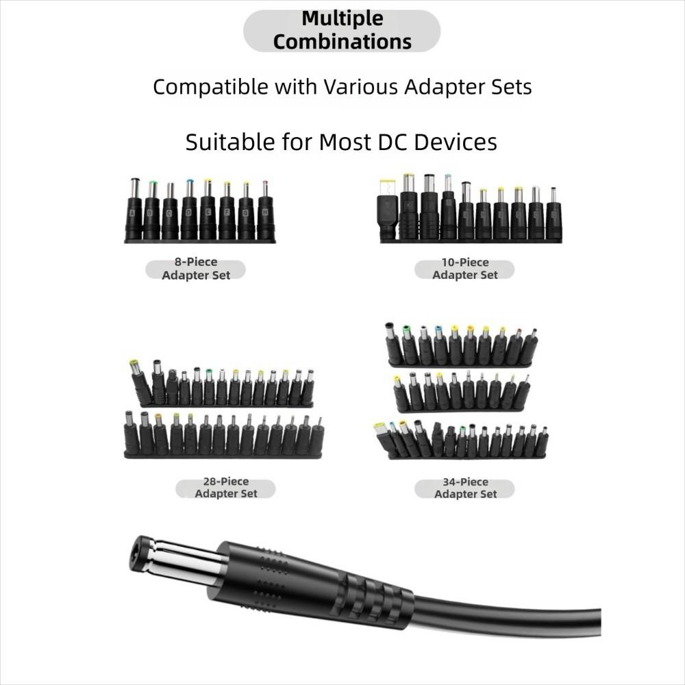 Digitales Display USB C auf DC 5525 Konverter 5V/9V/12V/15V/20V mit 28/34 Anschlussspitzen Typ-C zu DC Stromkabel