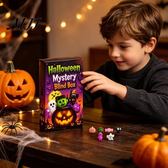 Squeeze Stress Ball Halloween Toy Advent Calendar, 24 Day Ghost Pumpkin Fidget Decompression Toys Set, Collectible Figures Gift Box for