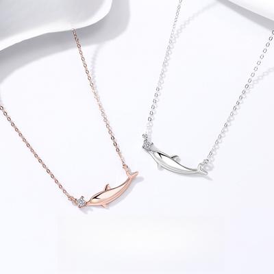 Dolphin Love Necklace Female Korean Version Small Fresh Simple Versatile Clavicle Chain Ins Niche Design Pendant