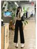 Women's High-Waisted Retro Khaki Cropped Wide-Leg Jeans with Raw Hem