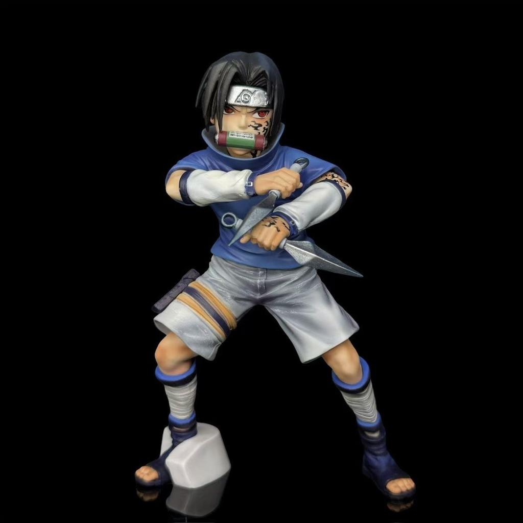 Naruto GK Anime Figure Childhood Sasuke Naruto Uzumaki Battle Scene Model Statue PVC Desktop Decoration Toys Gifts