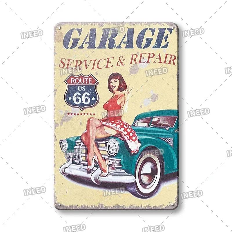 Retro Sexy Beauty Aluminum Poster - Men's Metal Plaque, Garage Cave Workshop Wall Decor