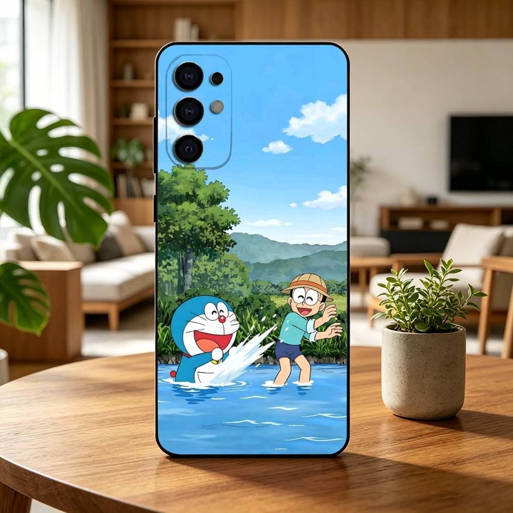 Cute Cartoon Z-Doraemon Shockproof  Phone Case For Samsung S25,S24,S21,S22,S23,S30,Ultra,S20,Plus,Fe,Soft Silicone Black Cover