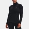 Under Armour Authentics ColdGear® Printed Sports Half-Zip Stand Collar Long Sleeve T-Shirt Women Tops Black 1368699-001