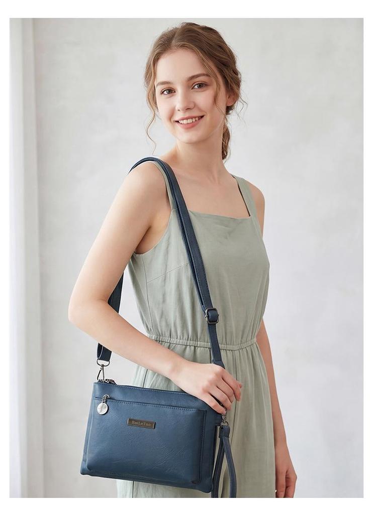 Women's Soft Leather Waterproof Crossbody Bag - 2026 Summer Fashion, Multi-layer, Versatile Single Shoulder Small Square Design