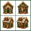1 Set Diy Pearl Art Christmas Kit 3D Diamond Wooden House Painting Set With Beads Home Decoration Christmas Decoration